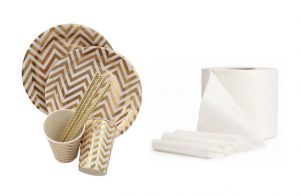 vaisselle jetable et papier hygiénique